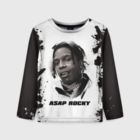 Детский лонгслив 3D с принтом АСАП | ASAP ROCKY (Z) в Екатеринбурге, 100% полиэстер | длинные рукава, круглый вырез горловины, полуприлегающий силуэт
 | america | asap | asap rocky | black rap | music | rap | raper | testing | usa | америка | асап | асап роки | зарубежная музыка | музыка | музыкант | реп | репер | сша | тестин | черный реп