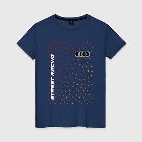 Женская футболка хлопок с принтом Audi - Racing в Екатеринбурге, 100% хлопок | прямой крой, круглый вырез горловины, длина до линии бедер, слегка спущенное плечо | audi | auto | logo | moto | pro | quattro | racing | sport | symbol | авто | автомобильные | ауди | кватро | лого | логотип | логотипы | марка | мото | символ | спорт | шильдик
