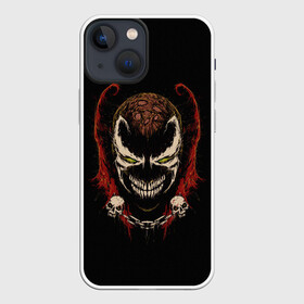 Чехол для iPhone 13 mini с принтом Spawn профиль в Екатеринбурге,  |  | al simmons | antihero | chain | comics | evil | hell | skull | smile | spawn | ад | антигерой | зло | комиксы | отродье | спаун | улыбка | цепь | череп | эл симмонс