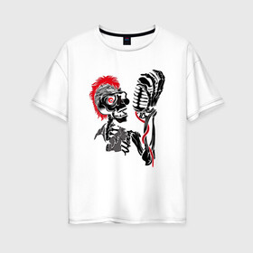 Женская футболка хлопок Oversize с принтом Punk music в Екатеринбурге, 100% хлопок | свободный крой, круглый ворот, спущенный рукав, длина до линии бедер
 | punk | металл | музыка | музыкант | панк | рок | рокер