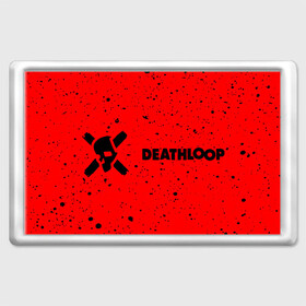 Магнит 45*70 с принтом Deathloop - Skull - Paint в Екатеринбурге, Пластик | Размер: 78*52 мм; Размер печати: 70*45 | death | deathloop | game | games | loop | paint | skull | брызги | дэслуп | дэт | дэтлуп | знак | игра | игры | краска | лого | луп | мертвая | пелтя | символ