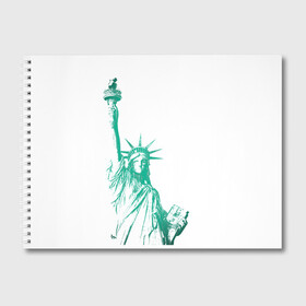 Альбом для рисования с принтом Статуя Свободы в Екатеринбурге, 100% бумага
 | матовая бумага, плотность 200 мг. | Тематика изображения на принте: америка | нью йорк | свобода | статуя свободы | сша