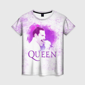 Женская футболка 3D с принтом Freddie Mercury | Queen (Z) в Екатеринбурге, 100% полиэфир ( синтетическое хлопкоподобное полотно) | прямой крой, круглый вырез горловины, длина до линии бедер | freddie mercury | music | queen | брайан мэй | глэм рок | джон дикон | квин | королева | музыка | поп рок | роджер тейлор | фредди меркьюри | хард рок