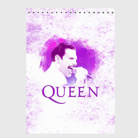 Скетчбук с принтом Freddie Mercury | Queen (Z) в Екатеринбурге, 100% бумага
 | 48 листов, плотность листов — 100 г/м2, плотность картонной обложки — 250 г/м2. Листы скреплены сверху удобной пружинной спиралью | Тематика изображения на принте: freddie mercury | music | queen | брайан мэй | глэм рок | джон дикон | квин | королева | музыка | поп рок | роджер тейлор | фредди меркьюри | хард рок