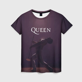 Женская футболка 3D с принтом Freddie Mercury | Queen (Z) в Екатеринбурге, 100% полиэфир ( синтетическое хлопкоподобное полотно) | прямой крой, круглый вырез горловины, длина до линии бедер | freddie mercury | music | queen | брайан мэй | глэм рок | джон дикон | квин | королева | музыка | поп рок | роджер тейлор | фредди | фредди меркьюри | фреди | хард рок