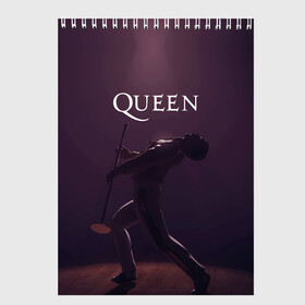 Скетчбук с принтом Freddie Mercury | Queen (Z) в Екатеринбурге, 100% бумага
 | 48 листов, плотность листов — 100 г/м2, плотность картонной обложки — 250 г/м2. Листы скреплены сверху удобной пружинной спиралью | Тематика изображения на принте: freddie mercury | music | queen | брайан мэй | глэм рок | джон дикон | квин | королева | музыка | поп рок | роджер тейлор | фредди | фредди меркьюри | фреди | хард рок