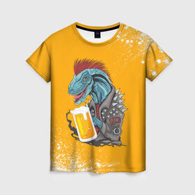 Женская футболка 3D с принтом Пивозавр - Взрыв в Екатеринбурге, 100% полиэфир ( синтетическое хлопкоподобное полотно) | прямой крой, круглый вырез горловины, длина до линии бедер | dinosaur | pivo | pivozavr | взрыв | динозавр | краска | прикол