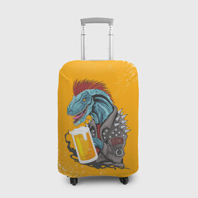 Чехол для чемодана 3D с принтом Пивозавр - Взрыв в Екатеринбурге, 86% полиэфир, 14% спандекс | двустороннее нанесение принта, прорези для ручек и колес | dinosaur | pivo | pivozavr | взрыв | динозавр | краска | прикол