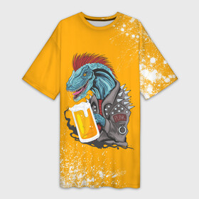 Платье-футболка 3D с принтом Пивозавр   Взрыв в Екатеринбурге,  |  | dinosaur | pivo | pivozavr | взрыв | динозавр | краска | прикол