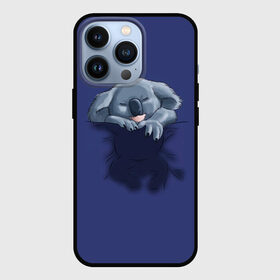 Чехол для iPhone 13 Pro с принтом Спящая коала в Екатеринбурге,  |  | Тематика изображения на принте: koala | арт | детеныш | детёныш коалы | животное | зверь | карман на груди | коала | малыш | медведь | медвежонок | милота | милые животные | милые звери | милые зверьки | мимими | мишка | ребенок