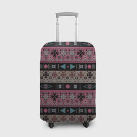 Чехол для чемодана 3D с принтом Этнический полосатый орнамент в Екатеринбурге, 86% полиэфир, 14% спандекс | двустороннее нанесение принта, прорези для ручек и колес | абстрактный | африканский узор | геометрический узор | орнамент | полосы | текстура | шаблон