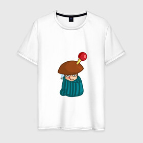 Мужская футболка хлопок с принтом Больной в Екатеринбурге, 100% хлопок | прямой крой, круглый вырез горловины, длина до линии бедер, слегка спущенное плечо. | mushroom | болезнь | градусник | гриб | клизма | мультяшка | плед | смайл