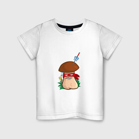 Детская футболка хлопок с принтом Рафаэль в Екатеринбурге, 100% хлопок | круглый вырез горловины, полуприлегающий силуэт, длина до линии бедер | mushroom | гриб | мультяшка | ниндзя | повязка | рафаэль | сай | смайл