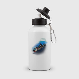 Бутылка спортивная с принтом Подводная лодка в Екатеринбурге, металл | емкость — 500 мл, в комплекте две пластиковые крышки и карабин для крепления | день вмф | иллюстрация | лодка | море | моряк | подводник
