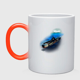 Кружка хамелеон с принтом Подводная лодка в Екатеринбурге, керамика | меняет цвет при нагревании, емкость 330 мл | день вмф | иллюстрация | лодка | море | моряк | подводник