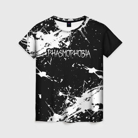 Женская футболка 3D с принтом Phasmophobia  краска в Екатеринбурге, 100% полиэфир ( синтетическое хлопкоподобное полотно) | прямой крой, круглый вырез горловины, длина до линии бедер | horror | phasmophobia | игра | пхасмафобия | пхасмофобия | фазмофобия | фасмофобия | хоррор