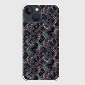 Чехол для iPhone 13 mini с принтом Коричневый абстрактный узор в Екатеринбурге,  |  | абстрактный | камуфляжный | милитари | мужской | пестрый | темно коричневый | штрихи