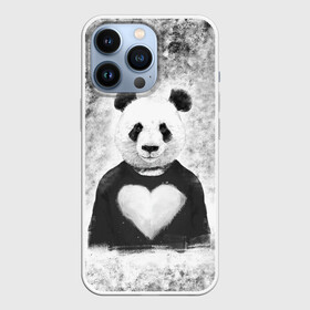 Чехол для iPhone 13 Pro с принтом Панда Любовь Сердце Меланж в Екатеринбурге,  |  | animals | beast | panda | глаза | животные | звери | краски | любовь | меланж | милые | панда | пятна | растения | сердце | серый | цветы | чб | эвкалипт