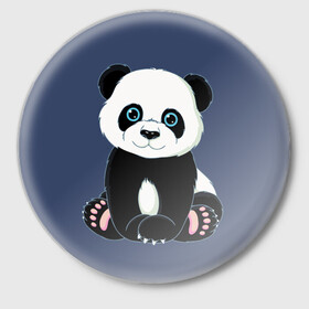 Значок с принтом Милая Панда (Sweet Panda) в Екатеринбурге,  металл | круглая форма, металлическая застежка в виде булавки | animals | beast | panda | глаза | детям | животные | звери | лапки | милые | мульт | панда | растения | цветы | эвкалипт