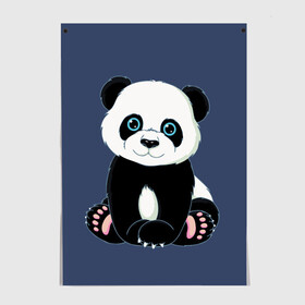Постер с принтом Милая Панда (Sweet Panda) в Екатеринбурге, 100% бумага
 | бумага, плотность 150 мг. Матовая, но за счет высокого коэффициента гладкости имеет небольшой блеск и дает на свету блики, но в отличии от глянцевой бумаги не покрыта лаком | animals | beast | panda | глаза | детям | животные | звери | лапки | милые | мульт | панда | растения | цветы | эвкалипт