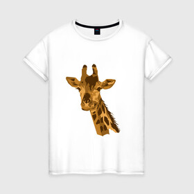 Женская футболка хлопок с принтом Жираф Жора в Екатеринбурге, 100% хлопок | прямой крой, круглый вырез горловины, длина до линии бедер, слегка спущенное плечо | Тематика изображения на принте: долгошей | друг. | жираф | зверь | магадаскар | саванна | экзотика