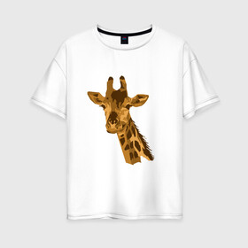 Женская футболка хлопок Oversize с принтом Жираф Жора в Екатеринбурге, 100% хлопок | свободный крой, круглый ворот, спущенный рукав, длина до линии бедер
 | Тематика изображения на принте: долгошей | друг. | жираф | зверь | магадаскар | саванна | экзотика