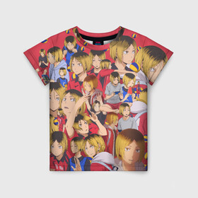 Детская футболка 3D с принтом Kozume Kenma Pattern Color в Екатеринбурге, 100% гипоаллергенный полиэфир | прямой крой, круглый вырез горловины, длина до линии бедер, чуть спущенное плечо, ткань немного тянется | anime | haikyu | kozume kenma | аниме | волейбол | кенма | кенма козуме | клуб | козуме | козуме кенма | манга | некома | разыгрывающий | сеттер | хайкю