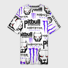 Платье-футболка 3D с принтом PITBULL SYNDICATE X MONSTER в Екатеринбурге,  |  | games | monster energy | pitbull syndicate | игры | питбудь синдикат | питбуль | разработчик игр | собака | энергетик. | эрик давидыч