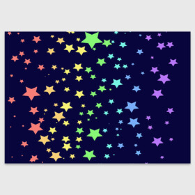 Поздравительная открытка с принтом Звезды в Екатеринбурге, 100% бумага | плотность бумаги 280 г/м2, матовая, на обратной стороне линовка и место для марки
 | звезда | звездопад | небо | ночь | разноцветный