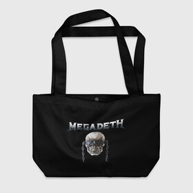 Пляжная сумка 3D с принтом Megadeth в Екатеринбурге, 100% полиэстер | застегивается на металлическую кнопку; внутренний карман застегивается на молнию. Стенки укреплены специальным мягким материалом, чтобы защитить содержимое от несильных ударов
 | megadeth | rock | trash metal | мега | мегадетх | метал | рок