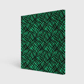 Холст квадратный с принтом Абстрактный зелено-черный узор в Екатеринбурге, 100% ПВХ |  | абстрактный | зеленый | креативный камуфляж | линии | молодежный | полосатый | черный