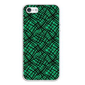 Чехол для iPhone 5/5S матовый с принтом Абстрактный зелено-черный узор в Екатеринбурге, Силикон | Область печати: задняя сторона чехла, без боковых панелей | абстрактный | зеленый | креативный камуфляж | линии | молодежный | полосатый | черный