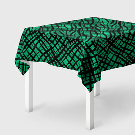 Скатерть 3D с принтом Абстрактный зелено-черный узор в Екатеринбурге, 100% полиэстер (ткань не мнется и не растягивается) | Размер: 150*150 см | абстрактный | зеленый | креативный камуфляж | линии | молодежный | полосатый | черный