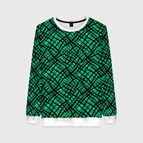 Женский свитшот 3D с принтом Абстрактный зелено-черный узор в Екатеринбурге, 100% полиэстер с мягким внутренним слоем | круглый вырез горловины, мягкая резинка на манжетах и поясе, свободная посадка по фигуре | абстрактный | зеленый | креативный камуфляж | линии | молодежный | полосатый | черный