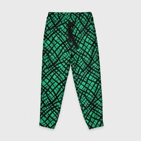 Детские брюки 3D с принтом Абстрактный зелено-черный узор в Екатеринбурге, 100% полиэстер | манжеты по низу, эластичный пояс регулируется шнурком, по бокам два кармана без застежек, внутренняя часть кармана из мелкой сетки | абстрактный | зеленый | креативный камуфляж | линии | молодежный | полосатый | черный