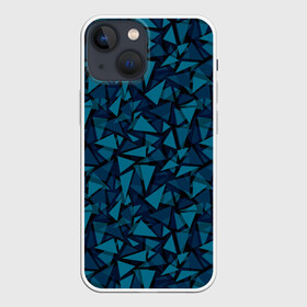 Чехол для iPhone 13 mini с принтом Синий  полигональный паттерн в Екатеринбурге,  |  | любовь | молодежный | набросок | полосатый узор | популярный | рисунок | скетч | черно белый | школа