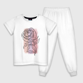Детская пижама хлопок с принтом Нежный пион в Екатеринбурге, 100% хлопок |  брюки и футболка прямого кроя, без карманов, на брюках мягкая резинка на поясе и по низу штанин
 | Тематика изображения на принте: графика | нежный | пион | природа | розовый | сиреневый | цветок | цветы