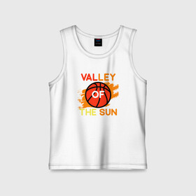 Детская майка хлопок с принтом Valley Of The Sun в Екатеринбурге,  |  | basketball | mvp | nba | phoenix | sport | streetball | suns | аризона | баскетбол | игра | крис пол | мяч | нба | санс | спорт | стритбол | тренер | финикс | чемпион