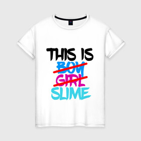 Женская футболка хлопок с принтом THIS IS SLIME в Екатеринбурге, 100% хлопок | прямой крой, круглый вырез горловины, длина до линии бедер, слегка спущенное плечо | anime | rimuru | slime | tempest | аниме | о моем перерождении в слизь | римуру | слизь | темпест