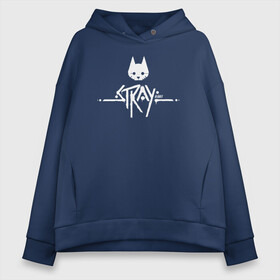 Женское худи Oversize хлопок с принтом Stray Game 2021 Logo в Екатеринбурге, френч-терри — 70% хлопок, 30% полиэстер. Мягкий теплый начес внутри —100% хлопок | боковые карманы, эластичные манжеты и нижняя кромка, капюшон на магнитной кнопке | Тематика изображения на принте: 2021 | cat | cyberpunk | game | stray | бродилка | бродить | бродячий | киберпанк | кот | стрей | стрэй