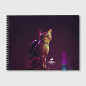 Альбом для рисования с принтом Stray Game 2021 в Екатеринбурге, 100% бумага
 | матовая бумага, плотность 200 мг. | 2021 | cat | cyberpunk | game | stray | бродилка | бродить | бродячий | киберпанк | кот | стрей | стрэй