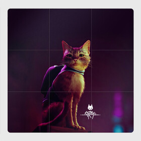 Магнитный плакат 3Х3 с принтом Stray Game 2021 в Екатеринбурге, Полимерный материал с магнитным слоем | 9 деталей размером 9*9 см | 2021 | cat | cyberpunk | game | stray | бродилка | бродить | бродячий | киберпанк | кот | стрей | стрэй