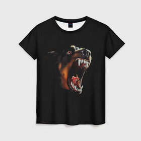 Женская футболка 3D с принтом РОТВЕЙЛЕР в Екатеринбурге, 100% полиэфир ( синтетическое хлопкоподобное полотно) | прямой крой, круглый вырез горловины, длина до линии бедер | animal | dog | evil | fury | домашние | животные | звери | злой | зубы | клыки | пасть | пес | ротвейлер | собака | ярость