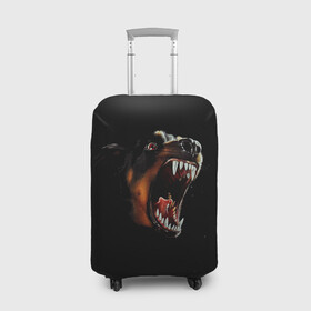 Чехол для чемодана 3D с принтом РОТВЕЙЛЕР в Екатеринбурге, 86% полиэфир, 14% спандекс | двустороннее нанесение принта, прорези для ручек и колес | animal | dog | evil | fury | домашние | животные | звери | злой | зубы | клыки | пасть | пес | ротвейлер | собака | ярость