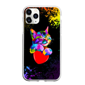 Чехол для iPhone 11 Pro матовый с принтом РАДУЖНЫЙ КОТИК / RAINBOW KITTY в Екатеринбурге, Силикон |  | heart | kitty | like | low poly | rainbow | животные | звери | котик | лайк | радуга | радужный котик | сердечко | цветные