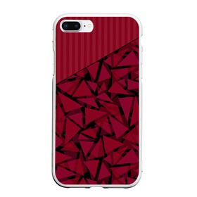 Чехол для iPhone 7Plus/8 Plus матовый с принтом Красный комбинированный узор  в Екатеринбурге, Силикон | Область печати: задняя сторона чехла, без боковых панелей | абстрактный | в полоску | геометрический | красный | полосатый | современный