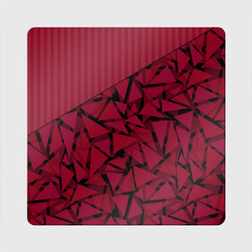 Магнит виниловый Квадрат с принтом Красный комбинированный узор  в Екатеринбурге, полимерный материал с магнитным слоем | размер 9*9 см, закругленные углы | абстрактный | в полоску | геометрический | красный | полосатый | современный