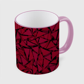 Кружка с полной запечаткой с принтом Красный комбинированный узор  в Екатеринбурге, керамика | ёмкость 330 мл | абстрактный | в полоску | геометрический | красный | полосатый | современный