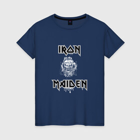 Женская футболка хлопок с принтом IRON MAIDEN | АЙРОН МЕЙДЕН (Z) в Екатеринбурге, 100% хлопок | прямой крой, круглый вырез горловины, длина до линии бедер, слегка спущенное плечо | iron maiden | logo | music | rock | айрон мэйден | железная дева | лого | музик | рок | стив харрис | ужасы | хеви метал