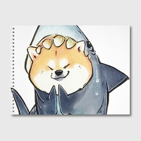 Альбом для рисования с принтом Акуло-пёс в Екатеринбурге, 100% бумага
 | матовая бумага, плотность 200 мг. | Тематика изображения на принте: акита ину | акула | арт | костюм | пёс | рисунок | рыжая собака | рыжий пёс | сиба ину | собака